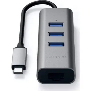 Адаптер Satechi Type-C 2-in-1 USB 3.0 Aluminum 3 Port Hub and Ethernet Port Grey (ST-TC2N1USB31AM) Адаптер Satechi Type-C 2-in-1 USB 3.0 Aluminum 3 Port Hub and Ethernet Port Grey (ST-TC2N1USB31AM)