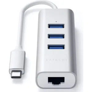 Адаптер Satechi Type-C 2-in-1 USB 3.0 Aluminum 3 Port Hub and Ethernet Port Silver (ST-TC2N1USB31AS) Адаптер Satechi Type-C 2-in-1 USB 3.0 Aluminum 3 Port Hub and Ethernet Port Silver (ST-TC2N1USB31AS)